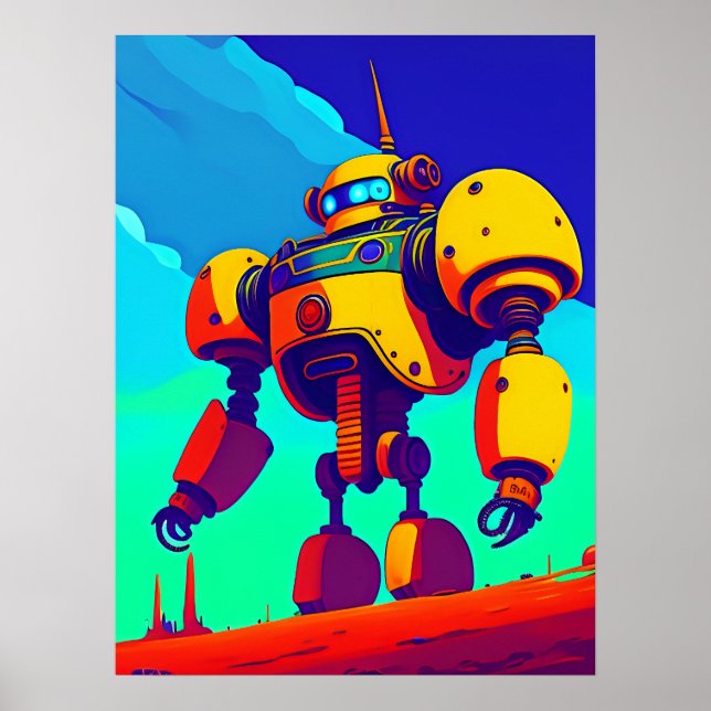 A 60s Inspired Skeleton Robot Poster (Frente)