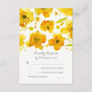 a aguarela amarela floresce RSVP wedding romântic