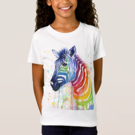 A aguarela da zebra do arco-íris caçoa a camisa