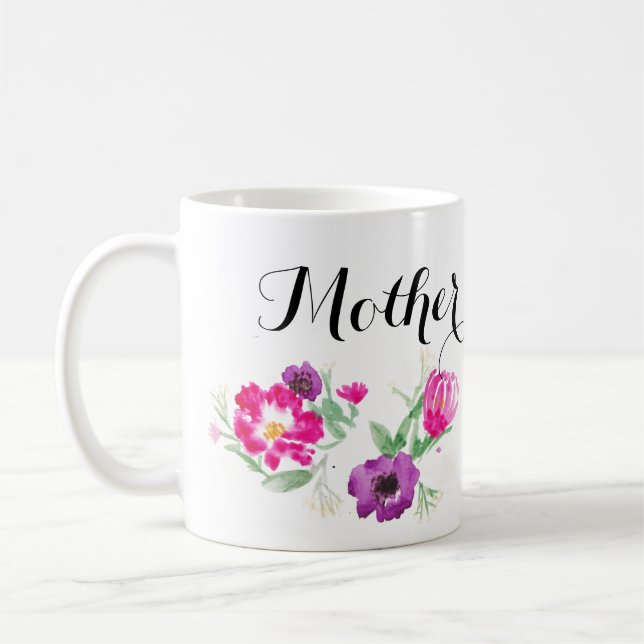 A aguarela do dia das mães floresce a caneca (Esquerda)