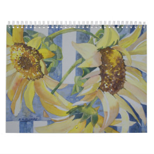 A aguarela floresce o calendário