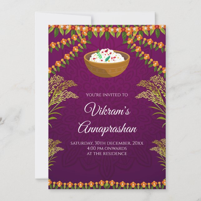 A alimentação com arroz digital convida os convite (Frente)