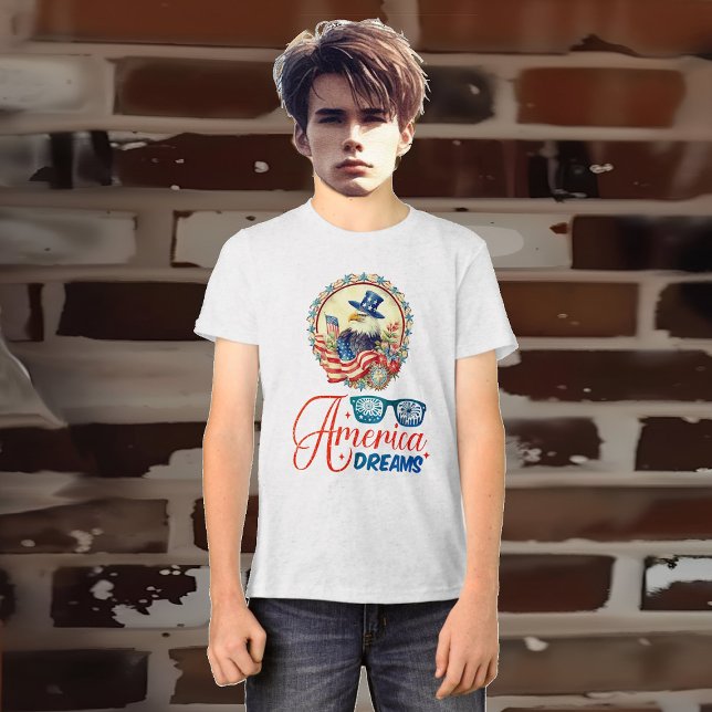 A América Balde Eagle Sonha a Independência Patrió (Bald Eagle America Dreams Independence Patriotic Tri-Blend Shirt)