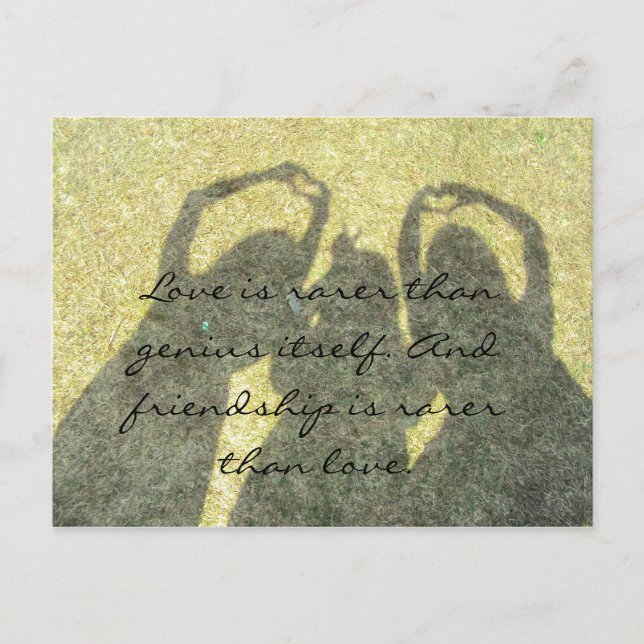 A amizade é Rara do que o cartão postal do amor (Frente)