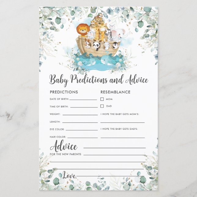 A Arca de Noah Greenery Baby Predictions & Advice (Frente)