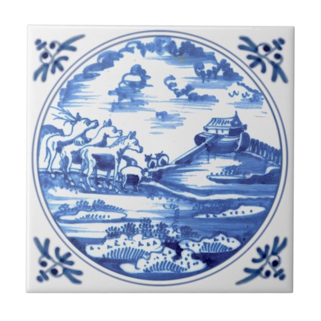 A Arca de Noé Delft Blue Bíblia Story Antique Repr (Frente)