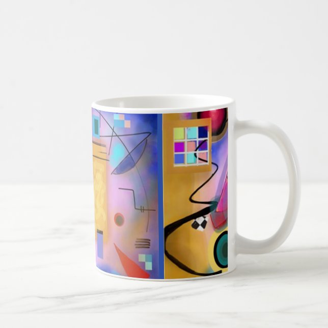 A arte abstracta e o Cubist inspiraram a caneca (Direita)