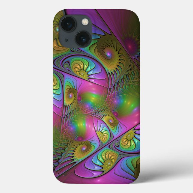 A Arte Fractal Abstrata Trippy Luminosa Colorida (Verso)