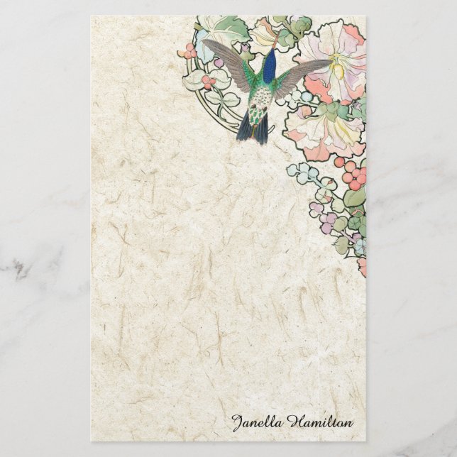 A arte Nouveau Mucha floresce artigos de papelaria (Frente)