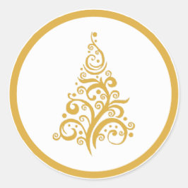 A árvore de Natal com ouro roda etiqueta
