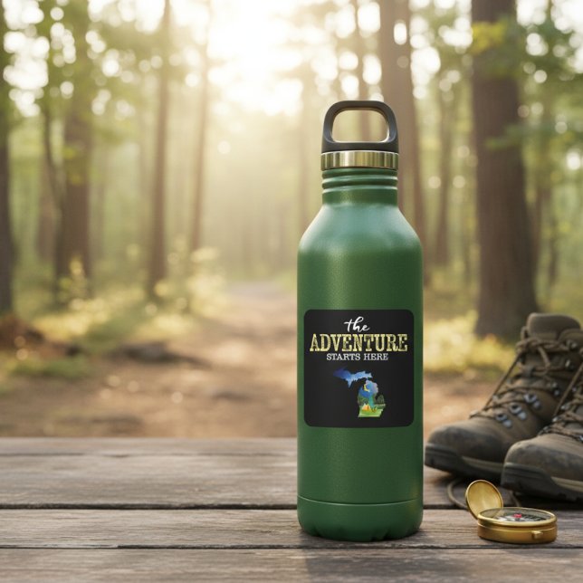 A Aventura Começa Aqui O Adesivo da Praça Michigan (The Adventure Starts Here Michigan Square Sticker)