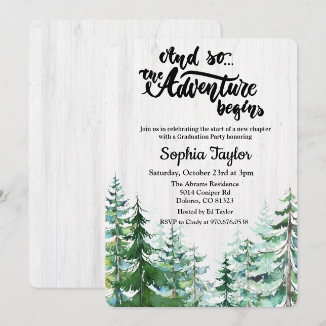 A Aventura Começa O Convite À Festa de formatura (Frente/Verso)