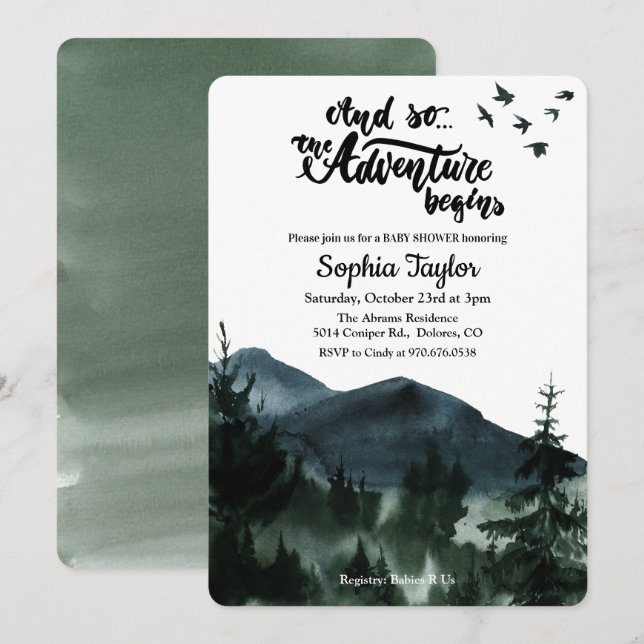 A Aventura Começa O Convite Ao Chá de fraldas (Frente/Verso)