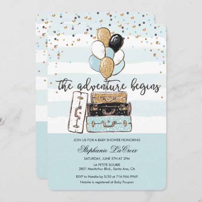 A Aventura Começa O Convite Ao Chá de fraldas (Frente/Verso)