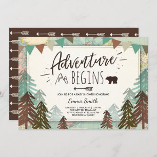 A aventura começa o mapa do viagem do convite do