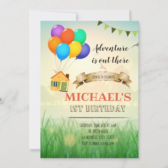 A aventura está lá fora, convite de festas (Frente)