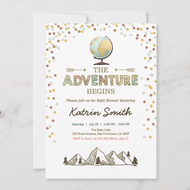 A Aventura inicia o convite de Chá de fraldas Mapa (Frente)