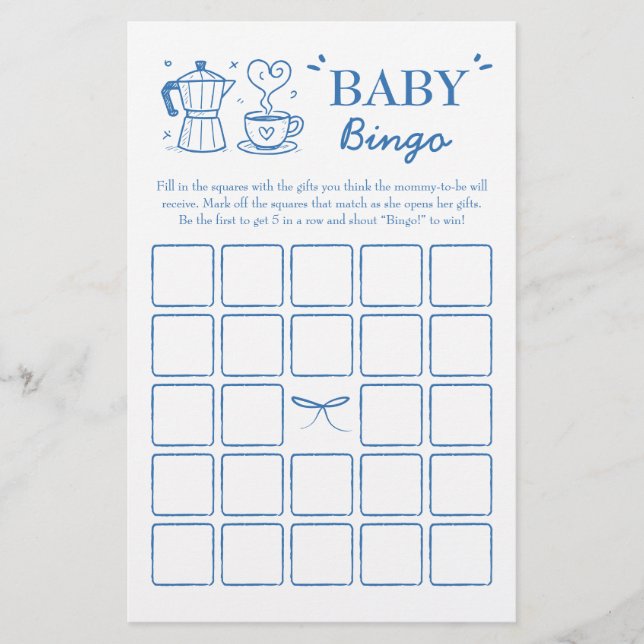 A Baby Is Brewing Coffee Baby Bingo Game (Frente)