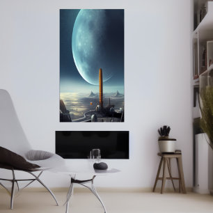 A base de um mundo alienígena AI Art Poster