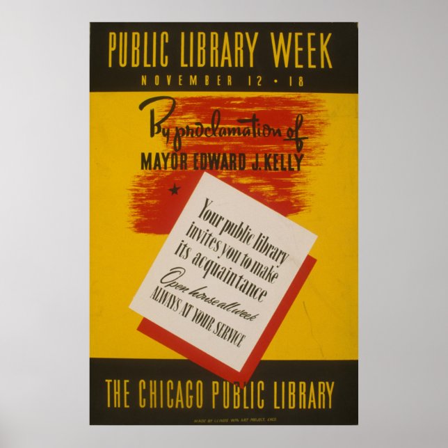 A Biblioteca Pública de Chicago Vintage WPA Poster (Frente)