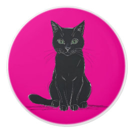 A black cat door pull