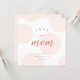 A Bolinhas rosa-pincelada ama-te Mãe Simples Cartã