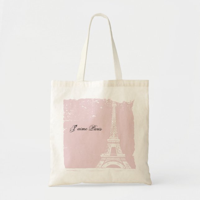 A bolsa de canvas cor-de-rosa da torre Eiffel (Frente)