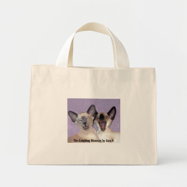 A bolsa de tote azul de Siamese riscada por Lisa (Frente)