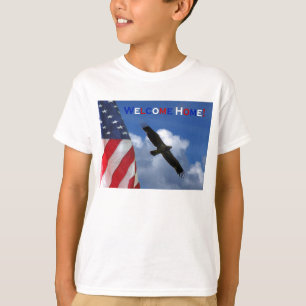 A camisa da criança Home bem-vinda da bandeira da