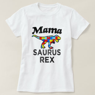 A camisa das mulheres do Mama Saurus Rex Autismo