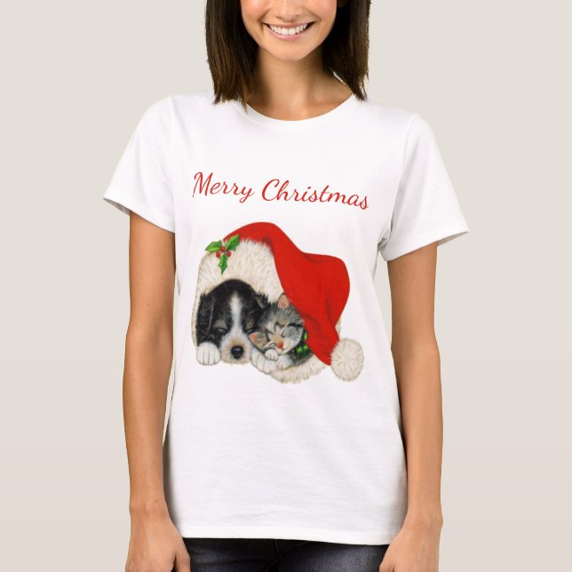 A Camisa de Natal Feliz e Gatinha (Frente)