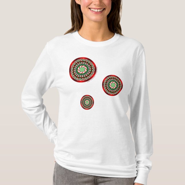 A Camisa de Natal Feminina Luz Cores (Frente)