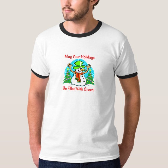 A camisa dos homens do boneco de neve do Natal do (Frente)