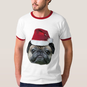 A camisa dos homens do cão do pug do Natal
