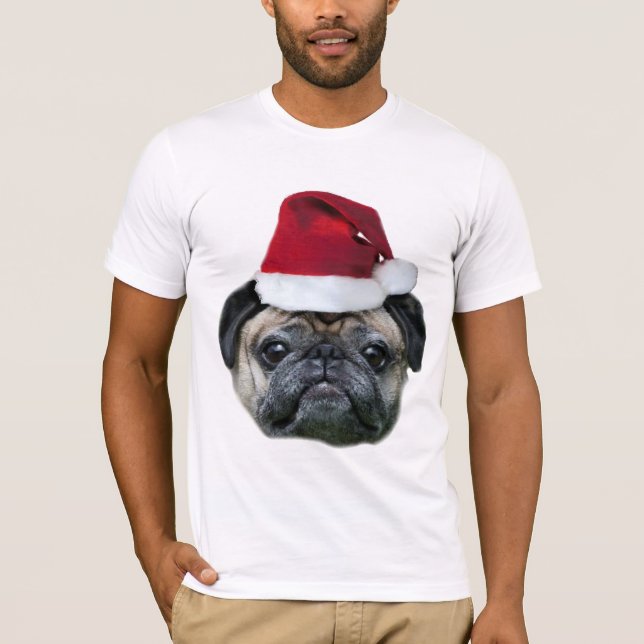 A camisa dos homens do cão do pug do Natal (Frente)
