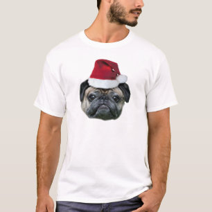 A camisa dos homens do cão do pug do Natal
