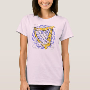 A camisa leve das mulheres irlandesas da harpa