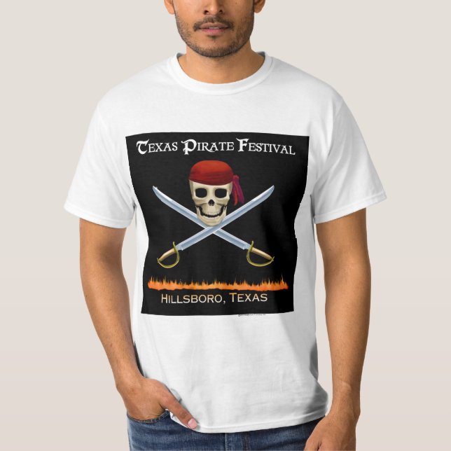 A camisa oficial do festival do pirata de Texas (Frente)