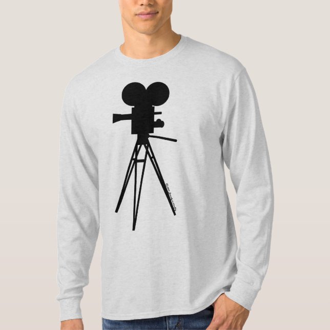 A camisa retro dos homens da silhueta da câmera de (Frente)