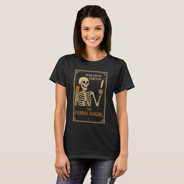 A Camiseta do Esqueleto Eterna Fã | Divertida  (Frente Completa)
