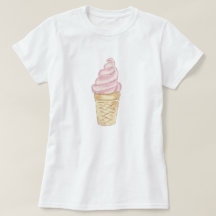 A camiseta gelado da mulher do cone do sorvete
