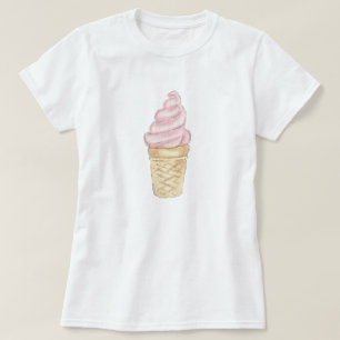 A camiseta gelado da mulher do cone do sorvete