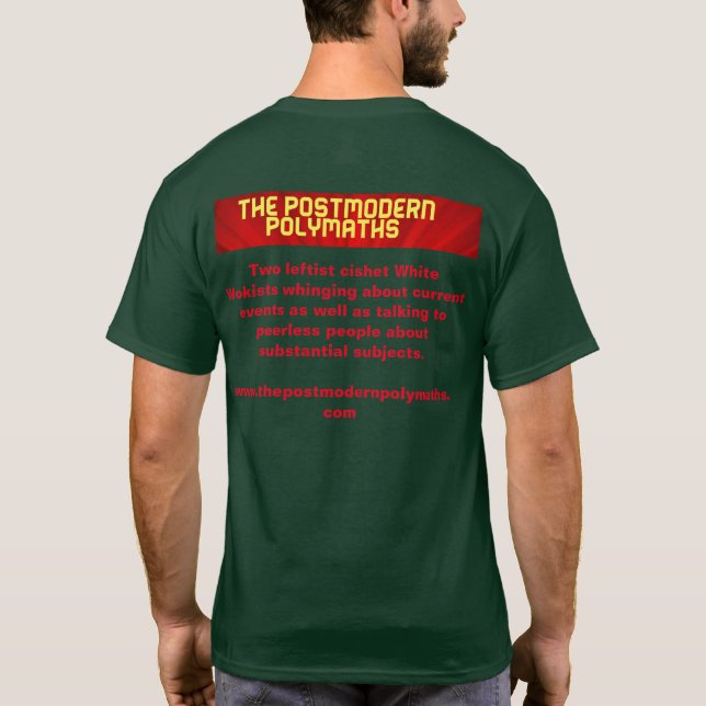 A camiseta Podcast Pós-Moderna Polymaths (Verso)