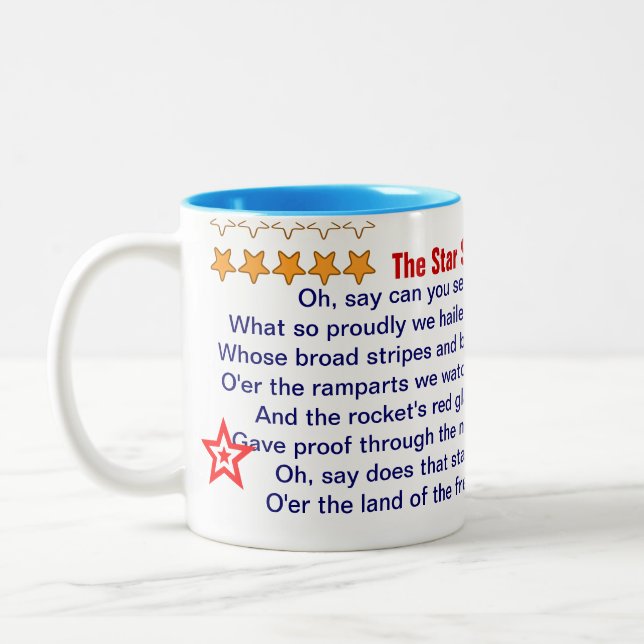 A caneca da bandeira star spangled (Esquerda)