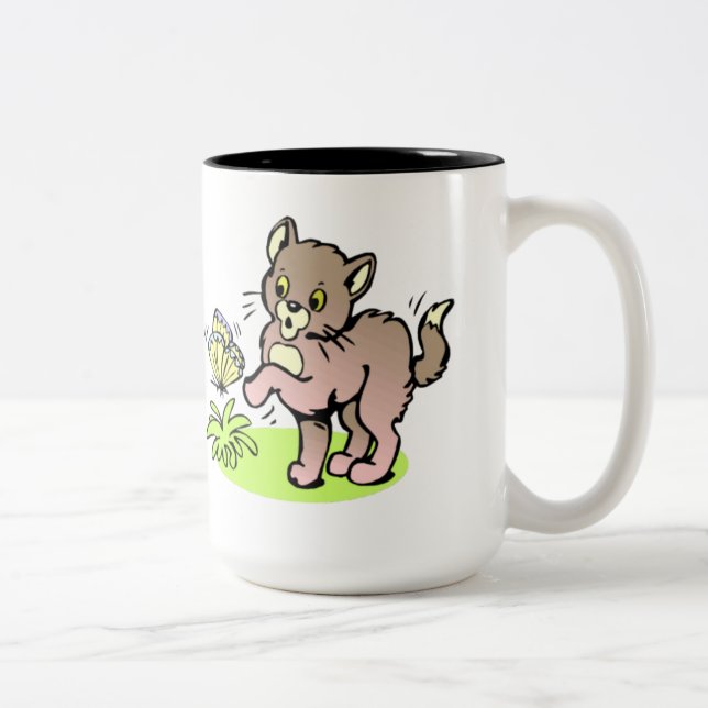 A caneca das crianças do gato & da borboleta (Direita)