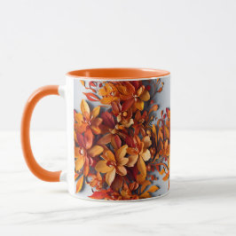 A Caneca de Café de Duas Cores Floral Laranja