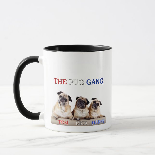 A Caneca de Café do Gangue Pug Tom, Dick & Harry (Esquerda)