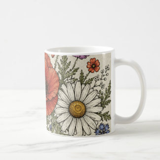 A Caneca de Café Groovy Vintage Wilflower