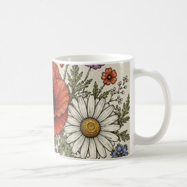 A Caneca de Café Groovy Vintage Wilflower (Direita)