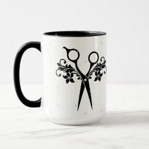 A caneca de café w/Black dos cabeleireiro Scissors